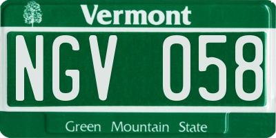VT license plate NGV058