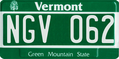 VT license plate NGV062