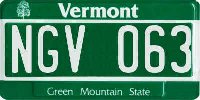 VT license plate NGV063