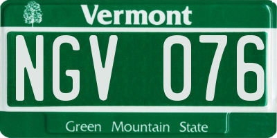 VT license plate NGV076