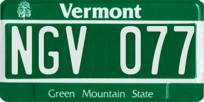 VT license plate NGV077