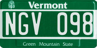 VT license plate NGV098