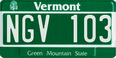 VT license plate NGV103