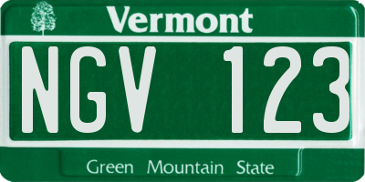 VT license plate NGV123