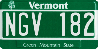 VT license plate NGV182