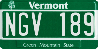 VT license plate NGV189