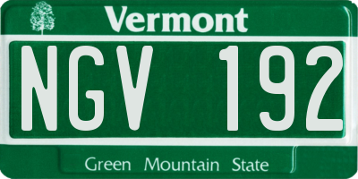 VT license plate NGV192