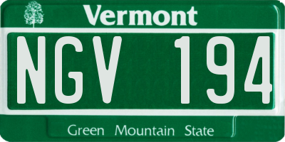 VT license plate NGV194