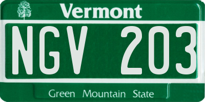 VT license plate NGV203