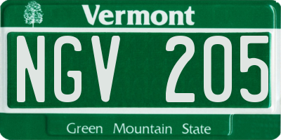VT license plate NGV205