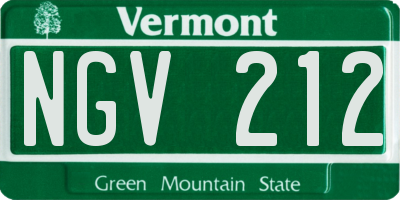 VT license plate NGV212