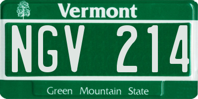 VT license plate NGV214
