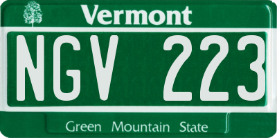 VT license plate NGV223