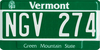 VT license plate NGV274
