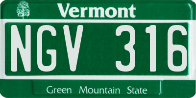 VT license plate NGV316