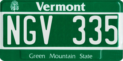 VT license plate NGV335