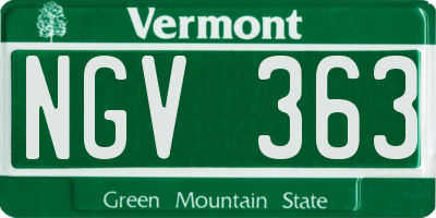 VT license plate NGV363