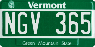 VT license plate NGV365