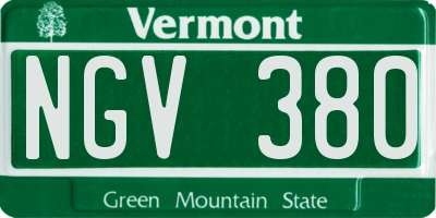 VT license plate NGV380