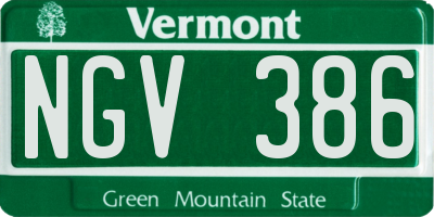VT license plate NGV386