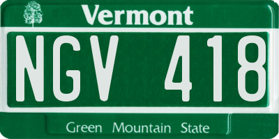 VT license plate NGV418