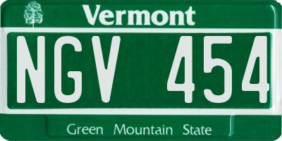 VT license plate NGV454
