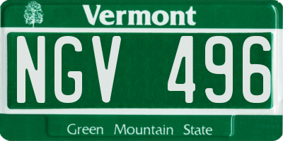 VT license plate NGV496