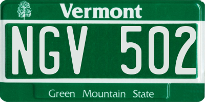 VT license plate NGV502