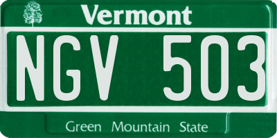 VT license plate NGV503