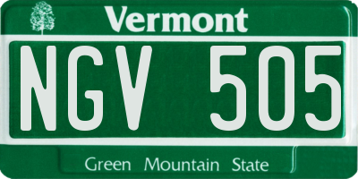 VT license plate NGV505