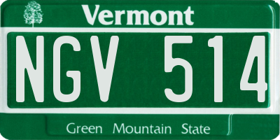 VT license plate NGV514