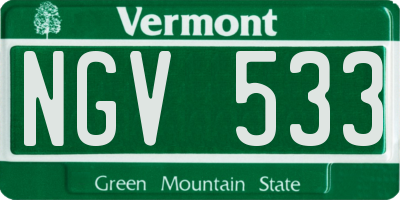 VT license plate NGV533