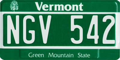 VT license plate NGV542