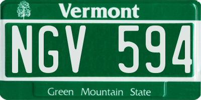 VT license plate NGV594