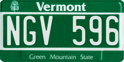 VT license plate NGV596