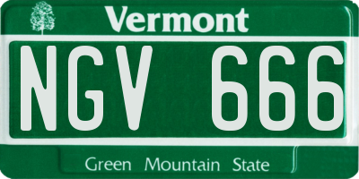 VT license plate NGV666