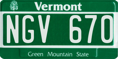 VT license plate NGV670