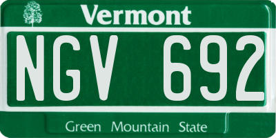 VT license plate NGV692