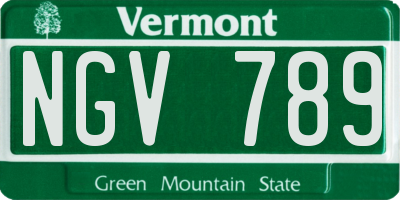 VT license plate NGV789