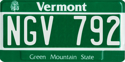 VT license plate NGV792