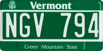 VT license plate NGV794