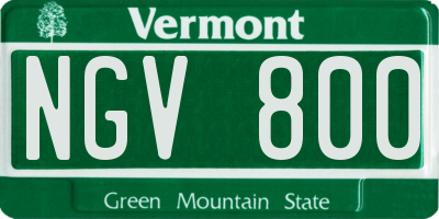 VT license plate NGV800