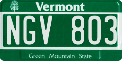 VT license plate NGV803