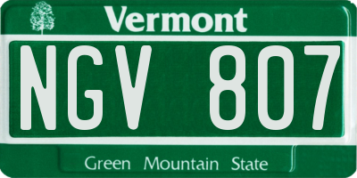 VT license plate NGV807