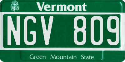 VT license plate NGV809