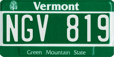 VT license plate NGV819