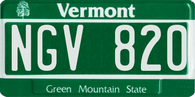 VT license plate NGV820