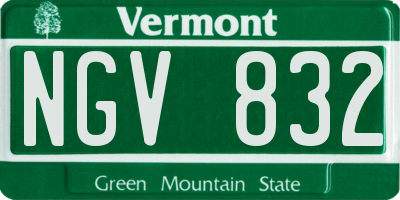 VT license plate NGV832