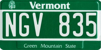 VT license plate NGV835