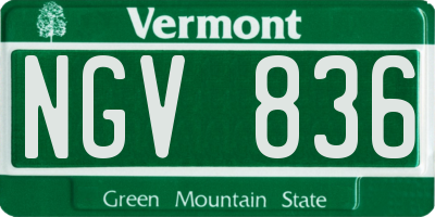 VT license plate NGV836
